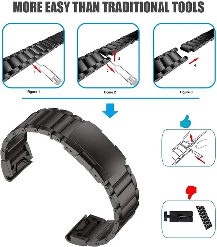 Vista 4 de NotoCity Correa de reloj compatible con Fenix 6 de aleación de titanio de 0.866 in de ancho para Fenix 5/Fenix 5 Plus/Fenix 6/Fenix 6 Pro/Forerunner