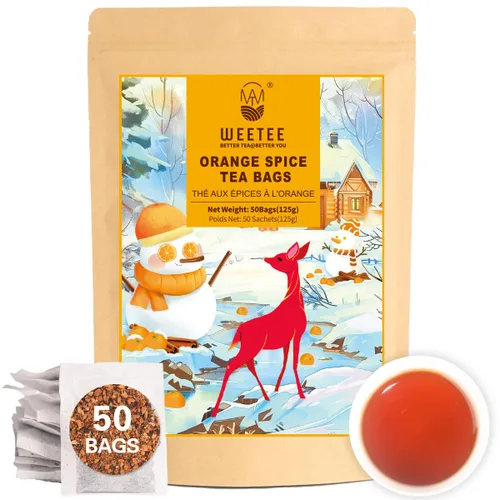 Vista 25 de WT WEETEE Bolsas de té de hierbas de manzana y canela, 60 unidades, mezcla perfecta de canela dulce, hibisco agrio, sabor natural, sin cafeína