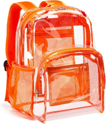 Vista 7 de Vorspack Mochila Transparente Resistente - Gran Mochila Transparente para Libros, Mochila Transparente para Trabajo Universitario, Negro, Grande