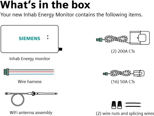 Vista 5 de SIEMENS Inhab Monitor de Energía Inteligente para el Hogar con Sensores de Nivel de Circuito de 16-50 Amperios y 2 Sensores Principales de 200