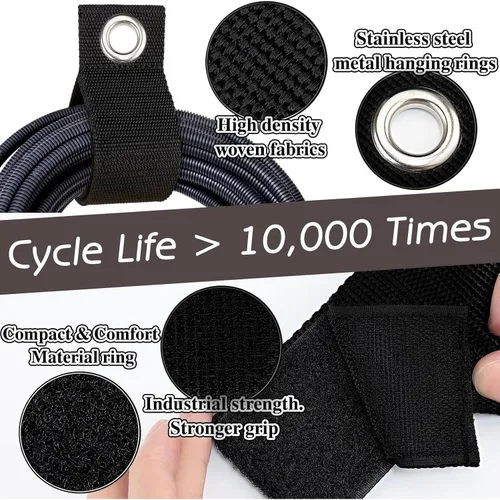 Vista 2 de Zkptops Organizador de cables de extensión, correas de almacenamiento resistentes, correas de gancho y bucle, accesorios de almacenamiento