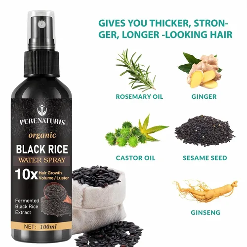 Vista 2 de PureNaturis Aceite de ricino y jengibre para el crecimiento del cabello, suero sin enjuague para hombres y mujeres, eficaz para la pérdida