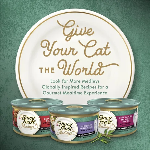 Vista 5 de Purina Fancy Feast - Alimento húmedo para gatos con alto contenido de proteínas, receta Medleys de salmón salvaje de Alaska con verduras
