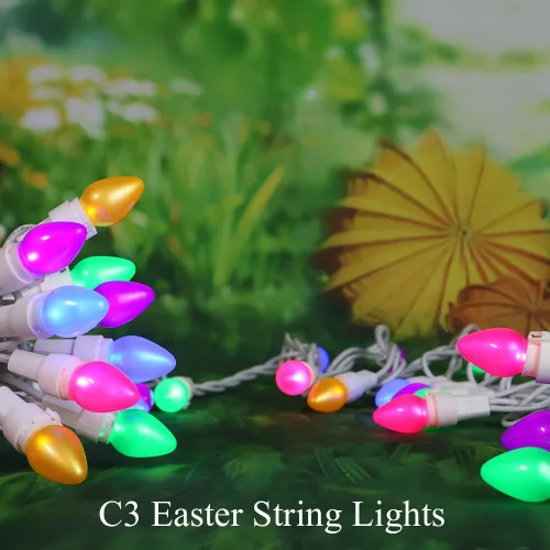 Vista 6 de GlowVibe Guirnalda de luces LED de Pascua, luces LED multicolor en forma de huevo, 120 V, certificado ETL, conectable, para exteriores, cable blanco
