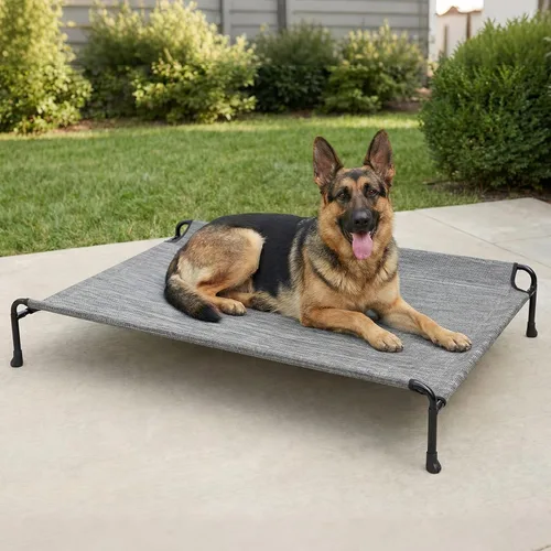 Vista 7 de Veehoo Cama para perros al aire libre, cama elevada para perros grandes, cama elevada para mascotas con reposacabezas, cuna refrescante lavable