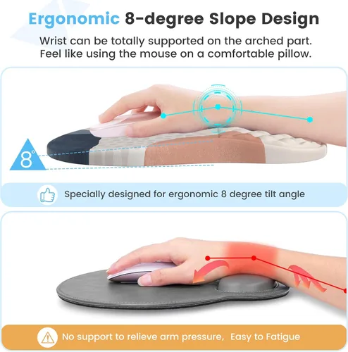 Vista 2 de HAOCOO Alfombrilla de Mouse Ergonómica con Reposamuñecas y Juego de Reposamuñecas para Teclado, Set de 3 Piezas, Alfombrillas de Mouse para Boho