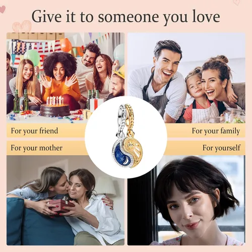 Vista 6 de Annmors Silver Charms for Bracelets S925 Love Heart Mom Birthday Dangle for Women Bracelet & Necklace Pendant