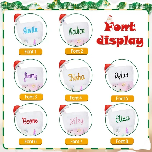 Vista 4 de Medias de Navidad personalizadas, 18 medias de Navidad grandes y coloridas para niños, medias grandes de piel sintética personalizadas, medias