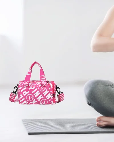 Vista 8 de Bolsa de gimnasio pequeña estética, bonita bolsa de lona con asa, bolsa de viaje para el hombro, bolsa cruzada resistente para deportes de natación