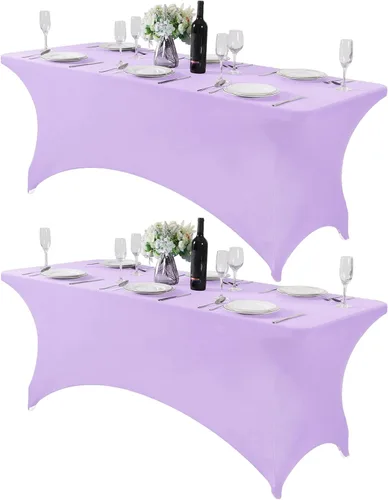 Vista 161 de Mantel de elastano para mesa de 6, 4 o 8 pies, universal, ajustable, para fiestas, banquetes, bodas y eventos, color verde manzana