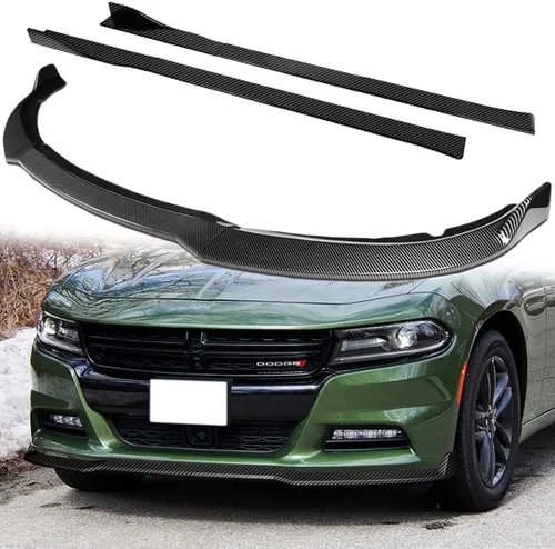 Vista 10 de Q1-TECH, 9 piezas de difusor de parachoques delantero y falda lateral compatible con Dodge Charger SE/RT/SXT/GT Base Trim 2015-2023, parachoques