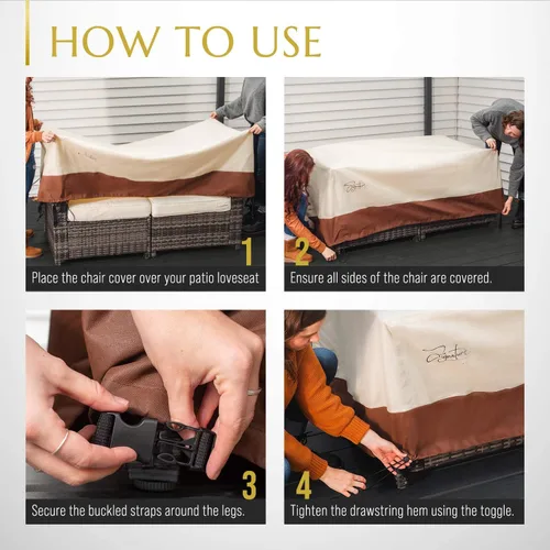 Vista 6 de Funda para muebles de patio, funda impermeable para sofá y sofá biplaza, poliéster resistente con revestimiento UV, fundas para muebles de exterior