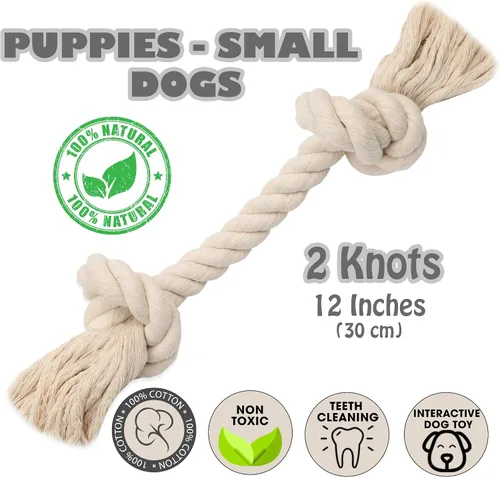 Vista 2 de Barida Pet Supplies - Cuerda de algodón 100% natural para perros, juguetes masticables de algodón blanco de primera calidad, cuerdas masticables