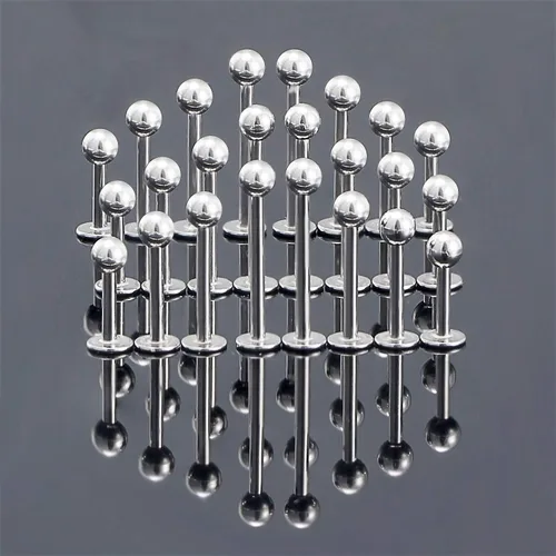 Vista 3 de Labret Barbell 24 piezas Monroe - Piercing para labio, hélice, tragus, cartílago, piercing de acero quirúrgico para mujeres y hombres, 20-12G