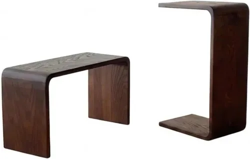 Vista 8 de COZYMATIC Carlisha - Mesa auxiliar en forma de C para sofá, mesa auxiliar, marco de madera maciza para sala de estar, mesa auxiliar para dormitorio