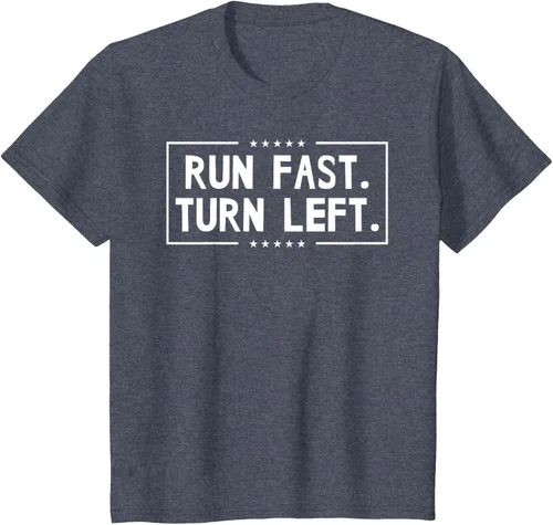 Vista 87 de Run Fast Turn Left - Camiseta para correr de pista y campo