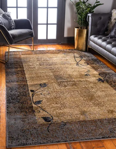 Vista 9 de Unique Loom Barista Collection - Alfombra Excelsa (octágono de 6 pies 1 pulgada, beige/marrón)