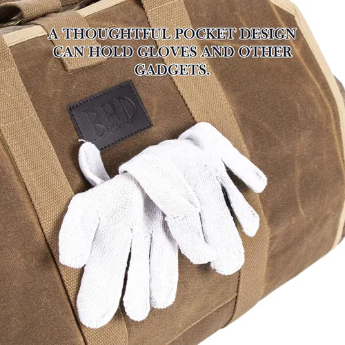 Vista 6 de BHD - Bolsa resistente de lona encerada de 20 onzas con asas, para campamento, interior y exterior, color marrón