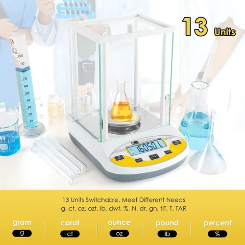 Vista 3 de CGOLDENWALL Balanza analítica de 0.00 oz, báscula de laboratorio electrónica de 1 mg báscula analítica de precisión báscula de joyería, báscula
