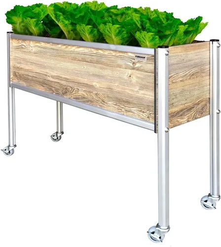 Vista 15 de Cama de jardín elevada (36 x 12 x 14 pulgadas) resistente a la intemperie, maceta para exteriores con drenaje para camas de verduras, jardinería