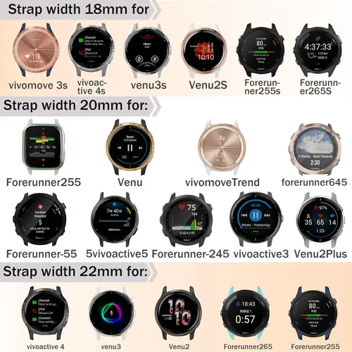 Vista 2 de Bolesi Correa de silicona de 18mm 20mm 22mm Compatible con Garmin Venu 3S/2S/Vivoactive 4S/Forerunner 265S/255S, Forerunner 165/55/245/Vivoactive