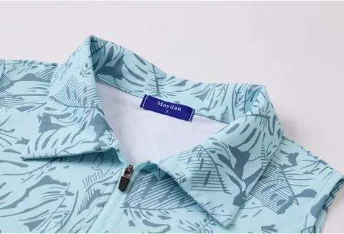 Vista 3 de Camiseta de golf para mujer con estampado, camiseta de tenis que absorbe la humedad con cremallera