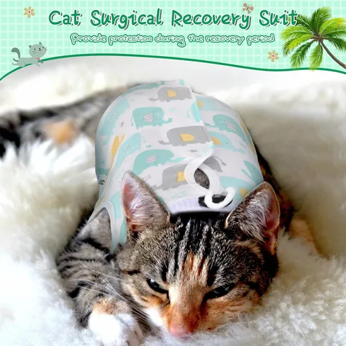 Vista 5 de Nuanchu 3 piezas de traje de recuperación para gatos y gatitos, traje de recuperación para gatos y perros, alternativa al collar electrónico