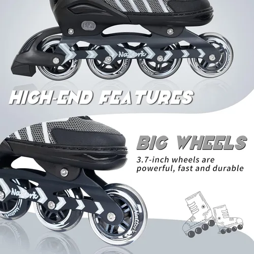 Vista 4 de Patines en línea Nattork ajustables para adultos y adolescentes, patines con cuchillas para interior y exterior para niños, principiantes