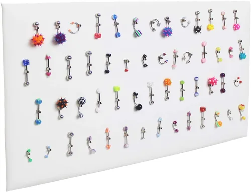 Vista 3 de MOOCA Colgante de 54 clipsjoyería corporal con caballete integrado para anillos de ombligo, anillos de lengua y organizador de barra industrial