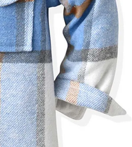 Vista 2 de Chaqueta de franela a cuadros para bebés y niñas, manga larga con botones, para otoño e invierno