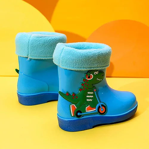 Vista 6 de Newborn Rain Boots Toddler Booties Warm Water Shoes Baby Girls Boys Waterproof Non-Slip Cartoon Dinosaur Footwear