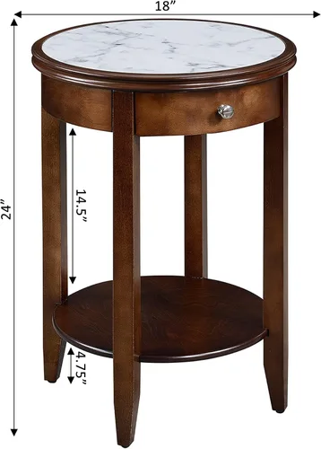 Vista 3 de Convenience Concepts American Heritage Baldwin - Mesa auxiliar con cajón, mármol blanco / espresso