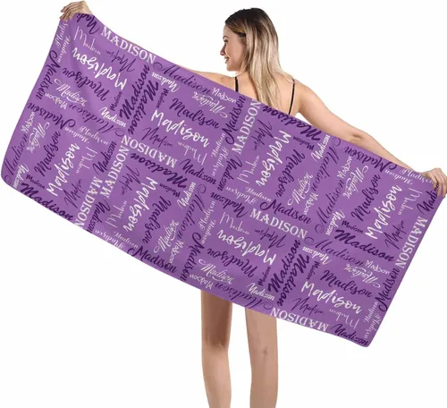 Vista 52 de Interestprint Toalla de piscina con nombre personalizado para niños, adultos y hombres, toalla de playa naranja personalizada con número