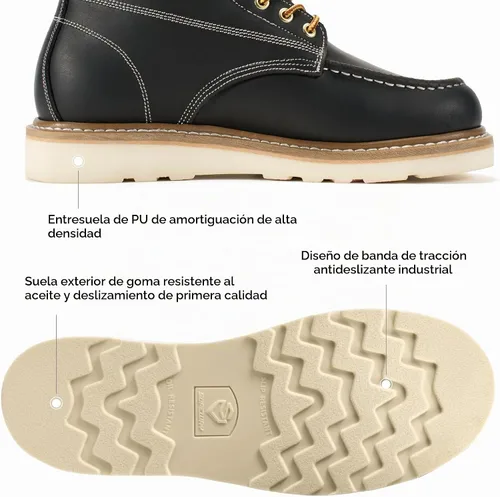 Vista 2 de SUREWAY Botas de trabajo con puntera tipo mocasín de 6 pulgadas para hombre Puntera Suave Negro