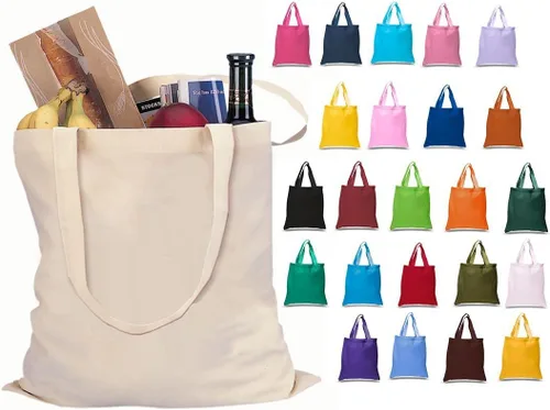Vista 2 de Conjunto de 24 bolsas de mano, de algodón, al por mayor - Bolsas de mano reutilizables de 100 % algodón (2 docenas)., AAssorted Mix