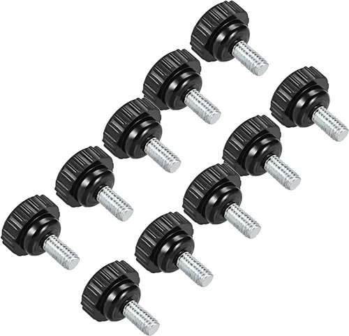 Vista 21 de Perillas de sujeción moleteadas, rosca macho M4 x 0.630 in, cabeza de 0.630 in, pomos de plástico termoestable para tornillo de pulgar negro