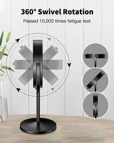 Vista 4 de Espejo de maquillaje LED con aumento 10X, espejo de pie de doble cara de 7 Negro