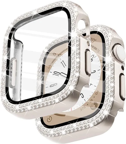 Vista 40 de Surace - Carcasa de 1.49 pulgadas compatible con Apple Watch con protector de pantalla, caja protectora general con diseño de diamantes brillantes