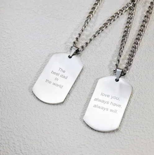 Vista 3 de Collar con colgante de etiqueta de perro con foto personalizada, fecha, texto, imágenes, collar de acero inoxidable personalizado para hombres
