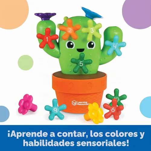Vista 4 de Learning Resources Carlos the Pop & Count Cactus - 16 piezas, a partir de 18 meses, juguetes Montessori para niños pequeños, forma apilable