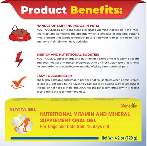 Vista 4 de Gel nutricional y vitamínico prémium para perros y gatos, mejora la salud, aumenta el apetito y energiza. Adecuado para todas las razas y etapas