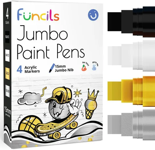 Vista 12 de Marcadores de pintura a base de aceite jumbo de 0.591 in (paquete de 10) - Bolígrafos de pintura al óleo para metal, tela, vidrio, rocas, neumáticos