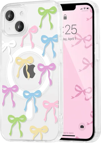 Vista 17 de UEEBAI - Funda magnética para iPhone 11, diseño de lazo, compatible con MagSafe, funda transparente delgada inalámbrica, antiamarilleo, a prueba