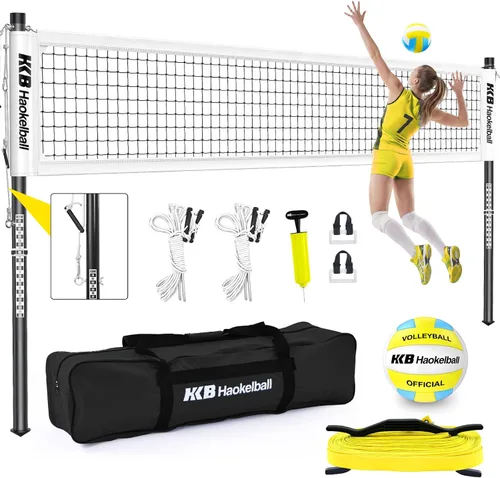 Vista 10 de Outdoor Volleyball Net for Backyard, 32FT Anti-Sag Net with Steel Poles