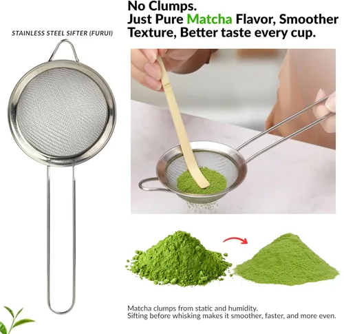 Vista 3 de Juego de 8 batidores de matcha, juego de ceremonia de té tradicional japonesa con tazón de matcha, kit completo de matcha para principiantes Verde