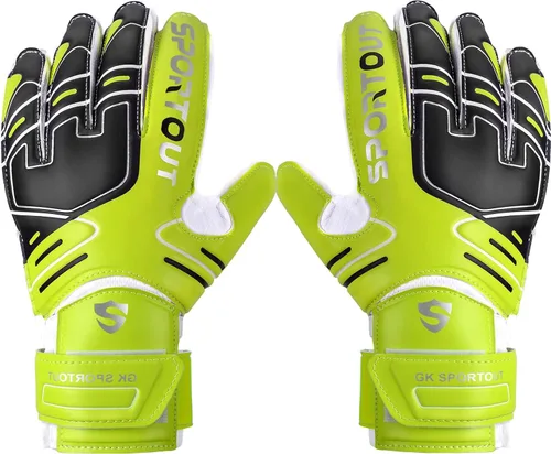 Vista 13 de Sportout Guantes de portero para jóvenes y adultos, agarre fuerte para las paradas más difíciles, con protección en los dedos y látex de 4+3MM