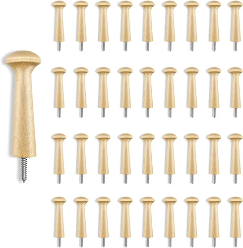 Vista 7 de 24 piezas de tornillo de madera para coctelera de madera de 3.7 pulgadas en clavijas de coctelera Estantes de madera sin acabar, ganchos de madera