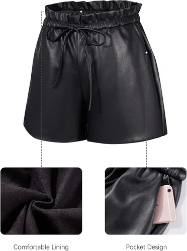 Vista 3 de Bellivera Faux Leather Shorts for Women High Waist Stretch Slim Short with Pockets