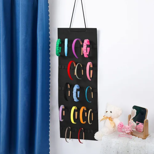 Vista 4 de Tudomro Soporte Colgante para Diademas para Niñas Organizador de Accesorios de Cabello de Felpa con 60 Bandas Elásticas Soporte para Lazos