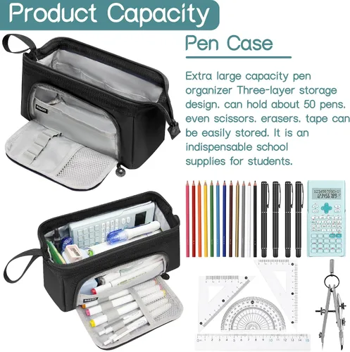 Vista 4 de Estuche Para Lápices de Gran Capacidad Estuche Grande Para Lápices Estética Especial Bolsa Escolar Para Bolígrafos Para Niñas Adolescentes